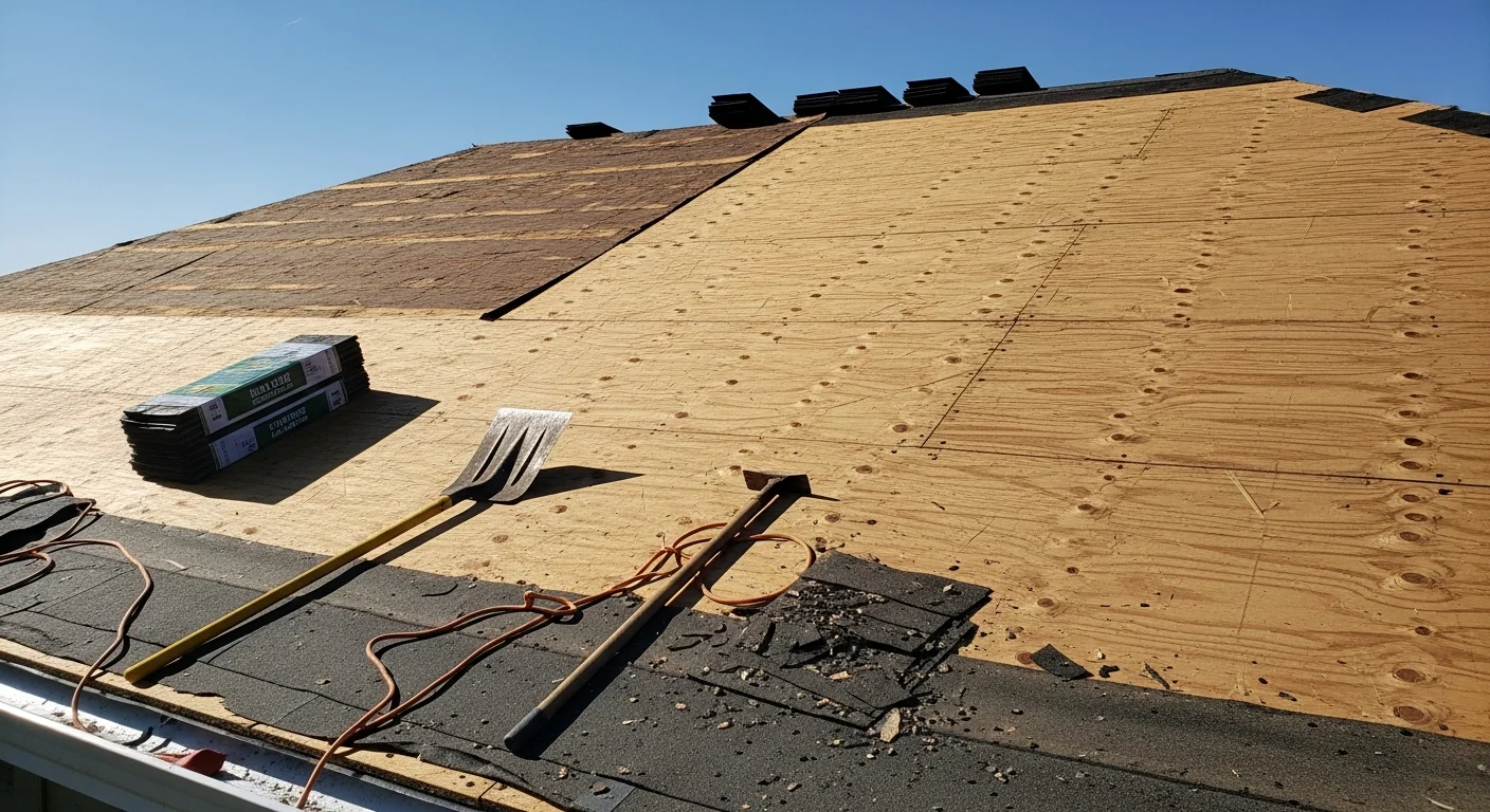 A completed full roof replacement on a single-family home in Millington, TN, showing a clean new roofline with uniform shingles. The residential street and tree-lined yard reflect the typical housing stock found across northern Shelby County.